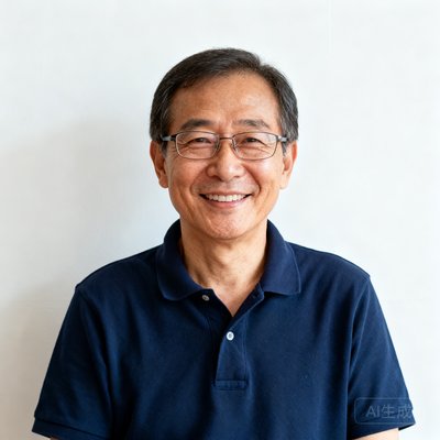 一位戴着眼镜的中年男性用户张先生的正面半身照，他穿着深蓝色POLO衫，面带微笑，背景是简约的白色墙壁，展现出沉稳可靠的气质
